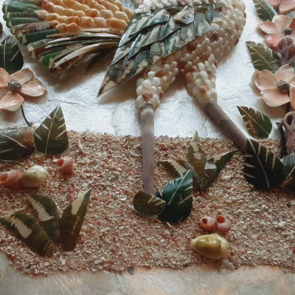 Vintage Set Of 2 Capiz Seashell Roosters Flowers Wall Art Hangings. Philippines - Picture 6 of 6